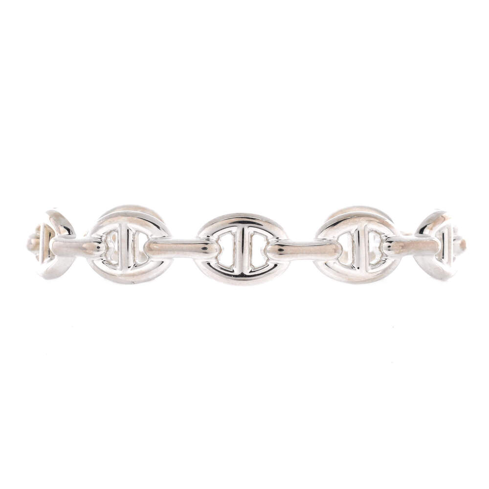 Hermes Medium Chaine d'Ancre Enchainee Cuff Bracelet Sterling Silver